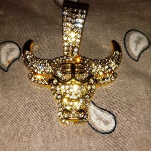 Chicago bulls gold colored CZ pendant